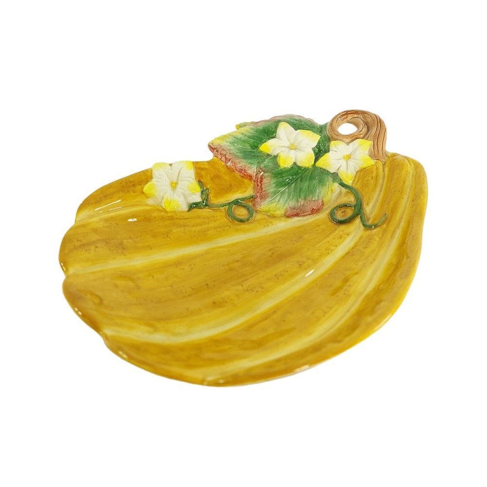 Condiment Serving Dish Fitz and Floyd Classics Autumn Gourd With Flowers Vintage